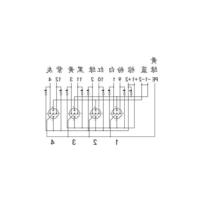 M12 junction box, dual channel, NPN, 4-port split, LED, PCB terminal, 24N40G